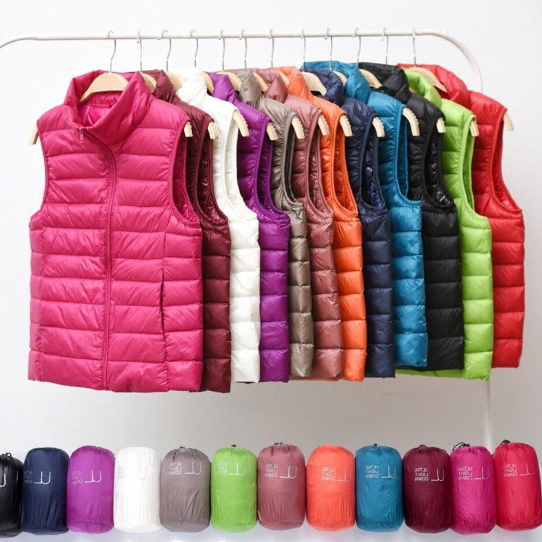 Amira | Lichtgewicht donsbodywarmer met plooidetail