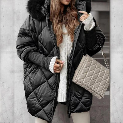Dorinda | Halflange parka met gebreide mouwen