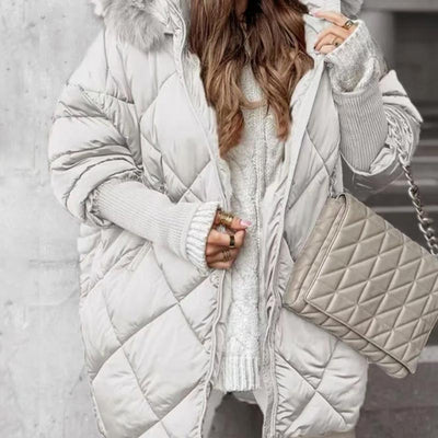 Dorinda | Halflange parka met gebreide mouwen